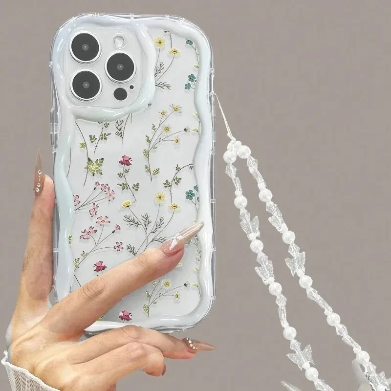 Einfache Blumen-Handyhülle für Samsung Galaxy A16 A17 A15 4G A07 S25 S26 Ultra S24 S23 Plus A06 A55 5G mit Lanyard-Hülle – Detail 6