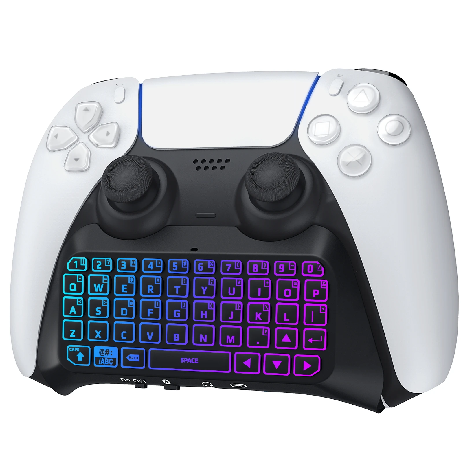RGB Backlight Keyboard for PS5 Controller,Bluetooth Wireless Mini Gamepad Chatpad for Playstation 5 with Upgraded Speaker