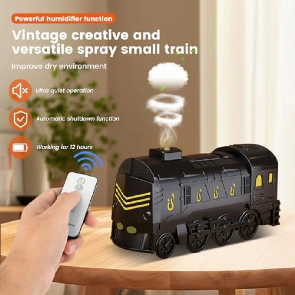 USB Steam Train Essential Oil Diffuser 300ml Train Humidifier With Remote Control With Colorful Lighting Home Decoration