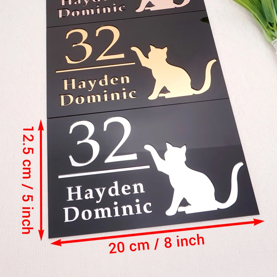 Personalized 4 Styles Modern Garden Acrylic Pet Plaques Outdoor Family Name Address Cat/Dog Door Sign Door Sticker