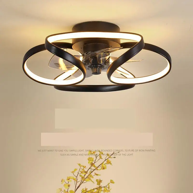 Intelligent Silent Modern Ceiling Fan with Lights and Remote 6-speed, Embedded Kitchen, Bedroom, and Living Room Home Fans