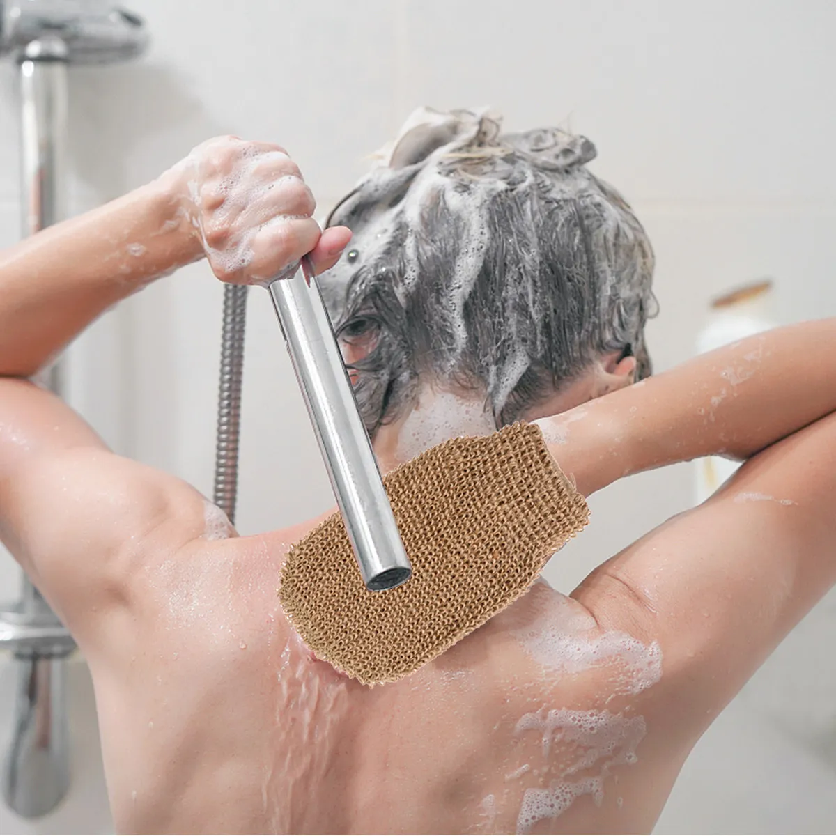 

2Pcs Back Scrubber Bath Ramie Rub Gloves Thickened Long Strap Exfoliating Bath Bands Double-Sided Scrub Wash Strap