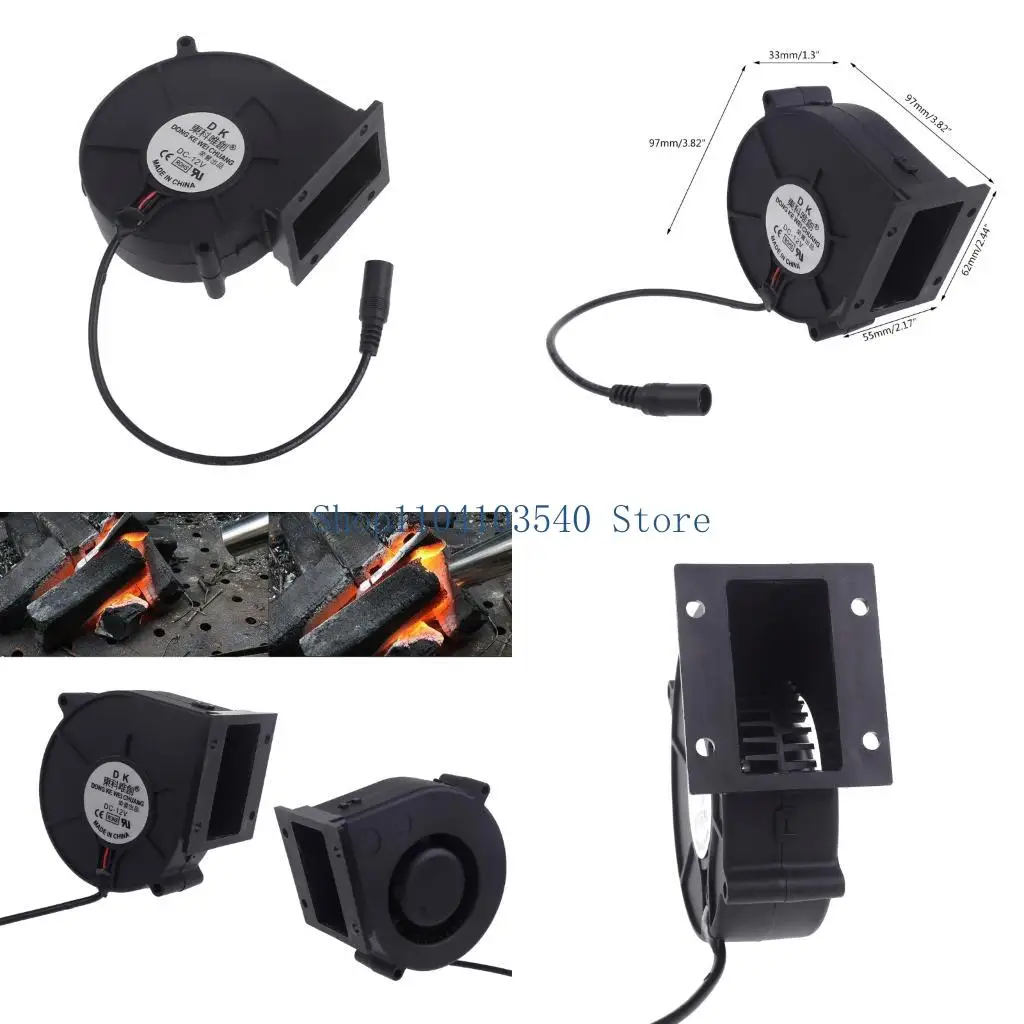 

02DC Portable BBQ Fan 12V 5300R/min Air turbofan Blower for Barbecue Camping Charcoal Starter Cooking Tool