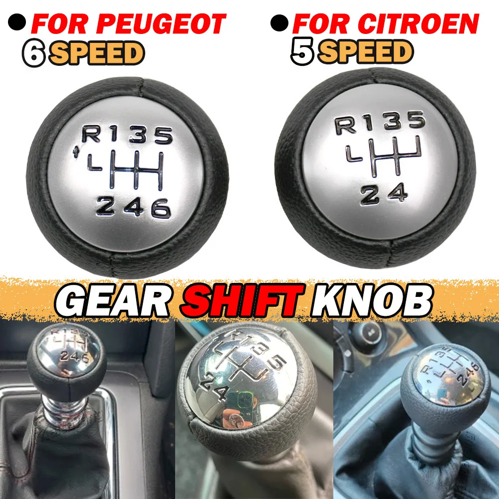 For Peugeot 307 308 3008 407 807 Citroen C3/4/8 5/6-Speed Gear Stick Shift Knob Head Lever Adapter MT Transmission Replacement