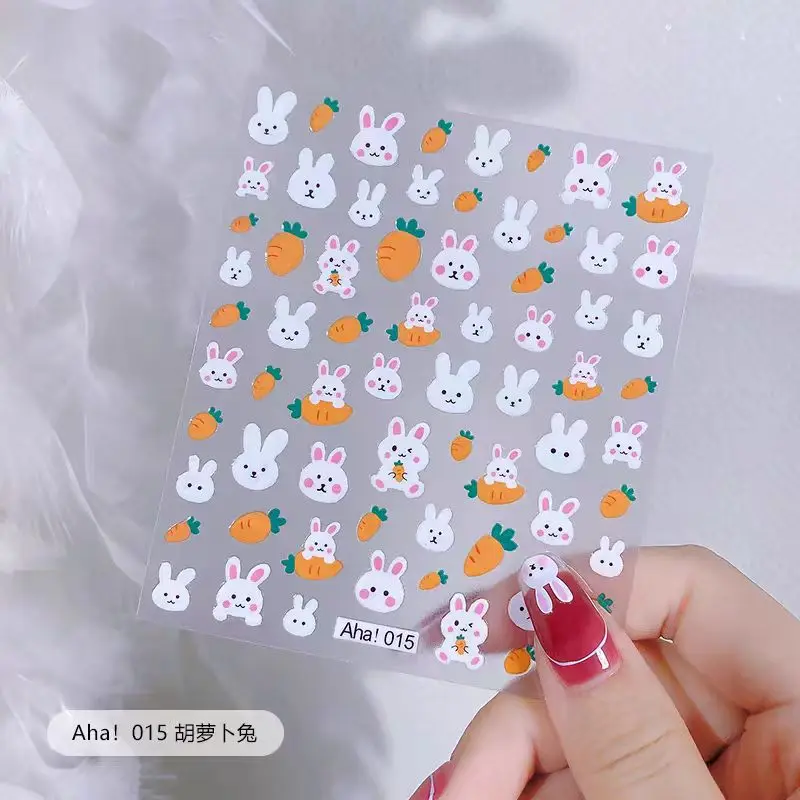 1 sheet Nail sticker Cute cartoon bunny carrot cream orange hot nail sticker Fashion DIY accessory