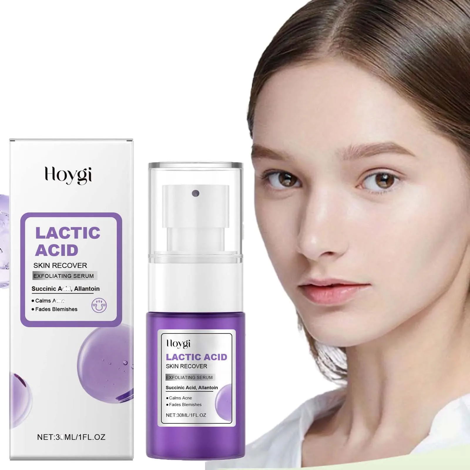 Suero exfoliante antiacné para aliviar la sequedad, reduce los poros, elimina la piel muerta, brillo, suero de ácido láctico, esencia nutritiva para la cara