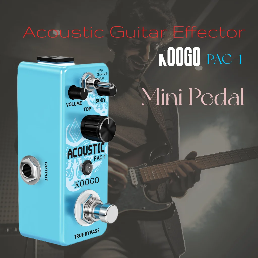 Koogo Electric Guitar Acoustic Effects Pedal Effector AC Stage Simulator Convert Analog Pedals True Bypass PAC-1 Metal Box