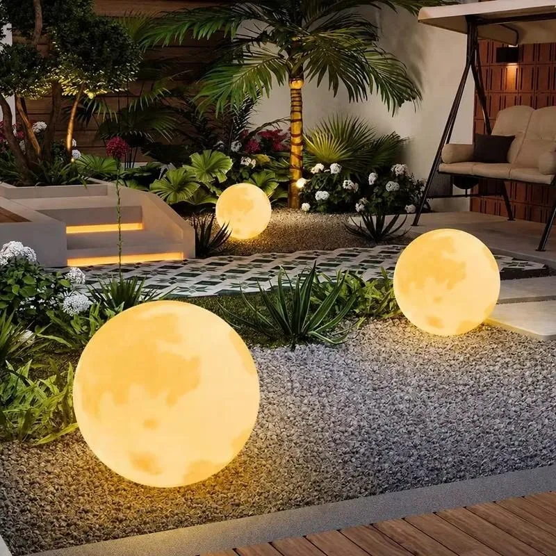 for Solar LED Moon Light Outdoor Garden Light IP65 Waterproof Round Motion Sensor Dimmable Lawn Atmosphere Channel Lighting