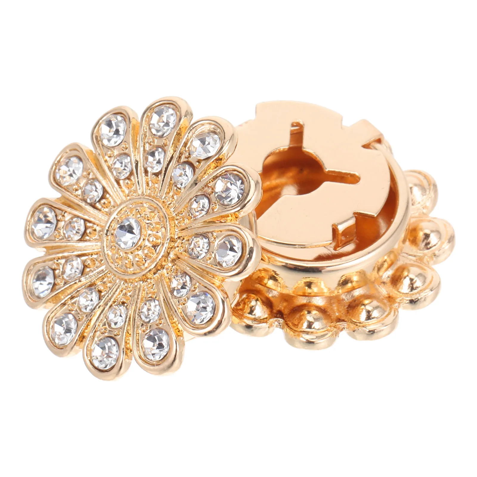 

2Pcs Rhinestone Shirt Button Covers Elegant Decorative Jewelry Accessories Flower Cufflinks for Dress Shirts Decorative Buttons