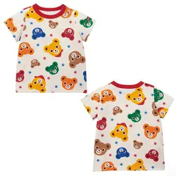 Boys and Girls' Short-sleeved T-shirt Cartoon Japanese Fashion Brand Star Bear Head Tops Camisetas Kids Clothes Boys Poleras