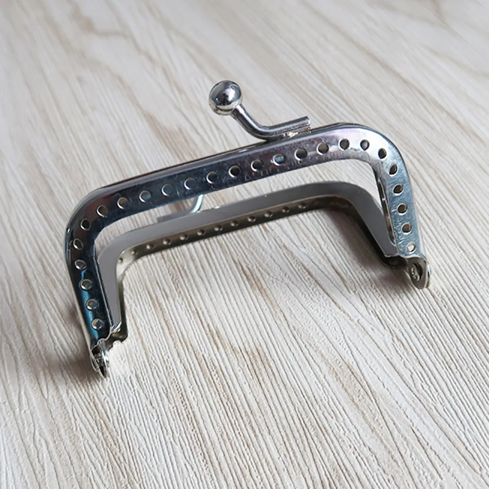 15Cm Silver Square Embossed Metal Purse Frame Non-Breaking Hole Adjustable Tightness Clasp Lock DIY Handbag Accessories Purse