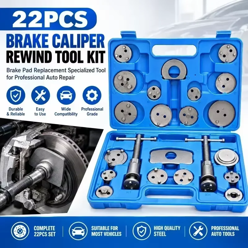 22 Pcs Auto Repair Tools Wind Back Rewind Kit Brake Caliper Piston Expansion Disassembly Replace Tool for Car Body Brake Caliper