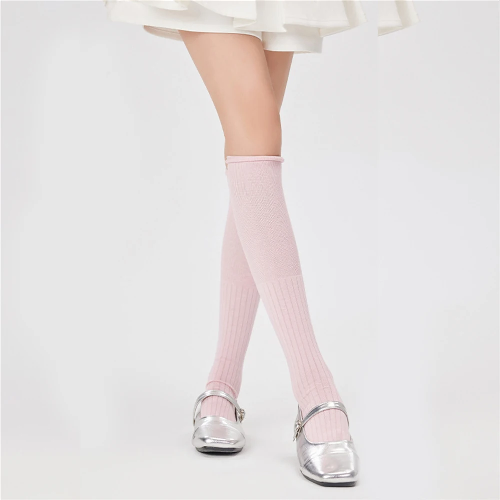 Girls Cotton Solid Color Casual Calf Socks Spring Autumn Classic All-match Cute Comfort Elastic Stockings JK Uniform Accessories