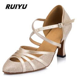 Latin Dance Shoes Women's Salsa Tango Ballroom Party Heels Champagne Silver Black Women's Shoes Closed Toe Wedding Shoes