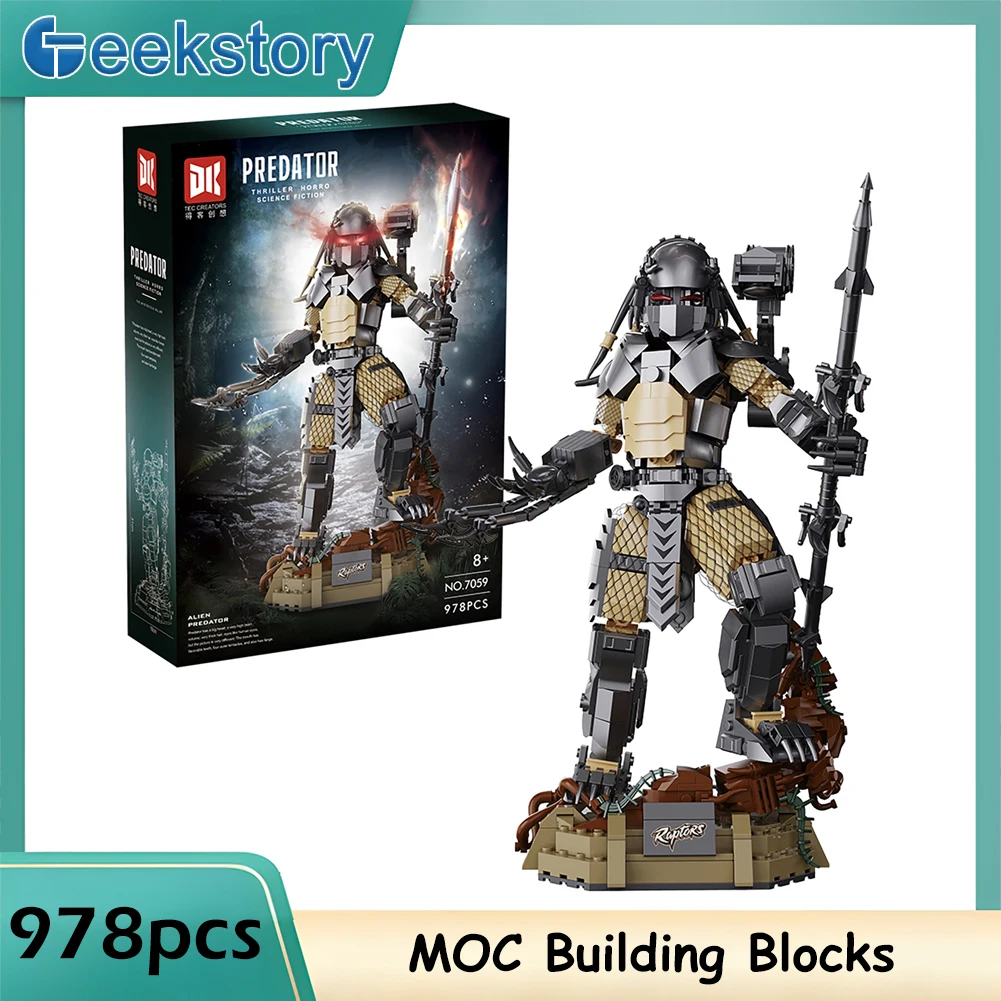 

978 шт., набор строительных блоков «Чужой воин», креативный набор моделей «сделай сам», со шарнирной мобильностью, обучающая игрушка STEM, детские кирпичи Monster MOC