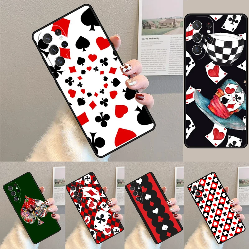 Poker Playing Card phone case Cover For Samsung Galaxy S24 Ultra S21 S22 Ultra S8 S9 S10E Note 10 Plus Note 20 FE S23