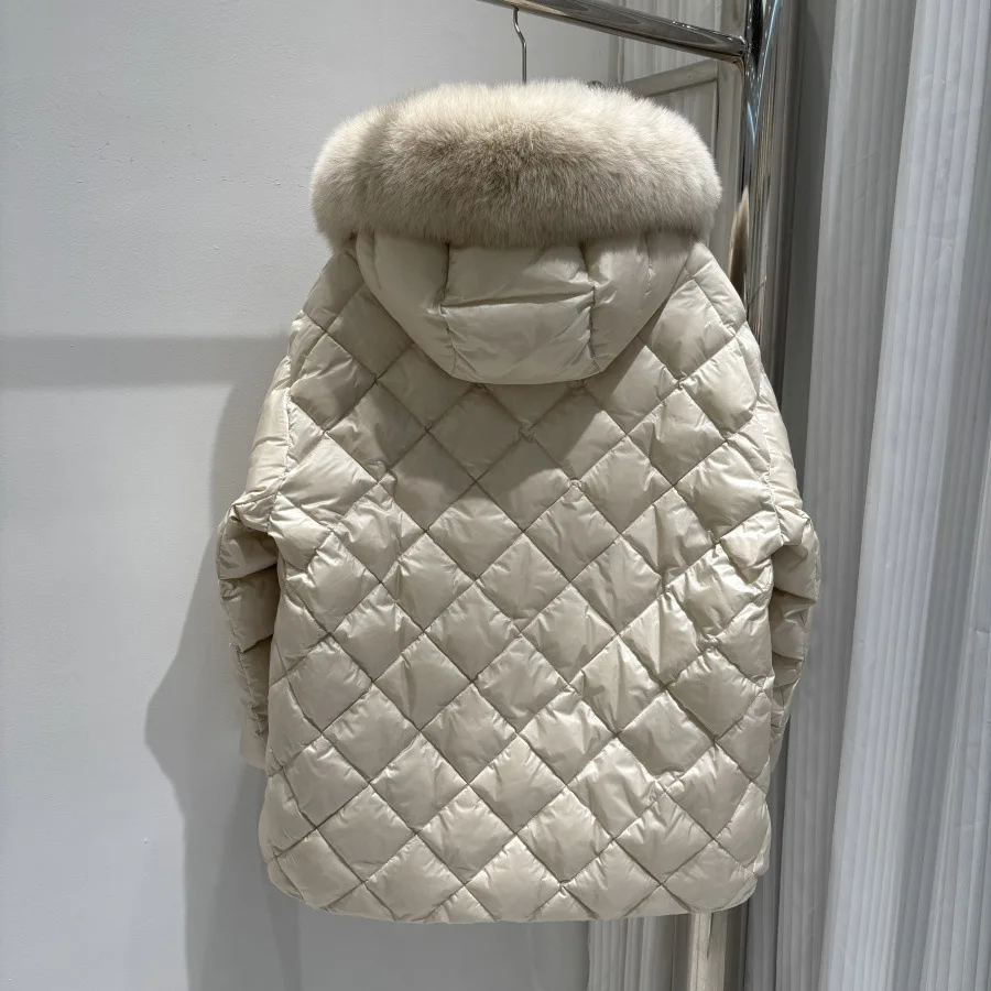 شتاء جديد الموضة مقنعين بطة بيضاء أسفل سترة منتفخة الماس GridThick أسفل سترة المرأة الملابس الشتوية أبلى #2