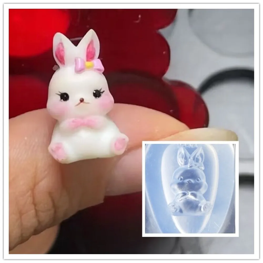 1pc lody niedźwiedź lizaki królik 3D paznokcie akrylowe formy ozdoby do paznokci DIY silikonowe szablony do paznokci paznokcie