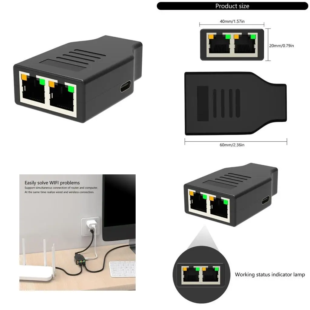 R53C RJ45 Adaptador divisor para acesso à Internet suave para múltiplos dispositivos