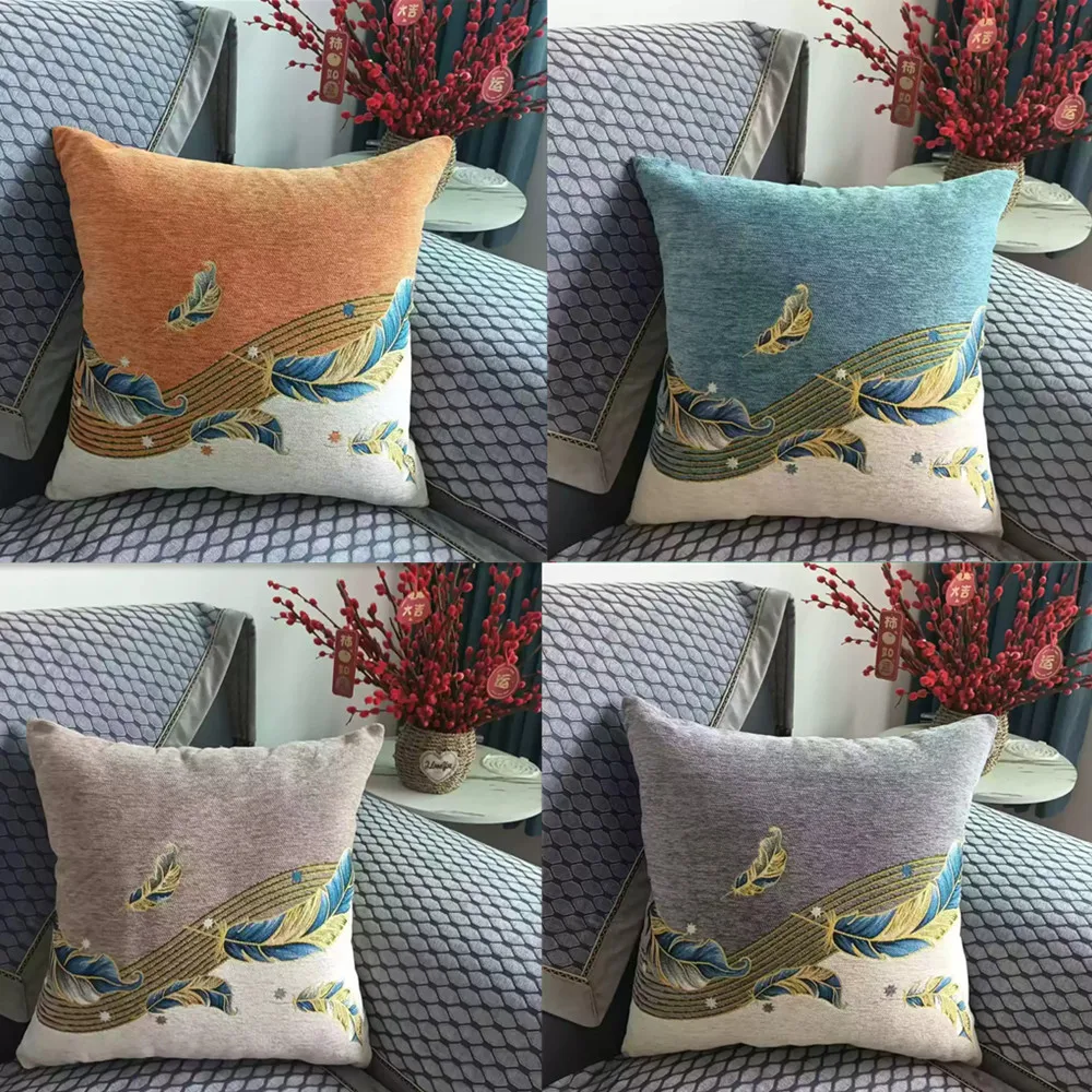 Square Chenille Sleeping Pillow Soft Lumbar Support Cushion For Sofa Bed Nap, Car Morning Sleeping Pillow Bedside Throw Pillow