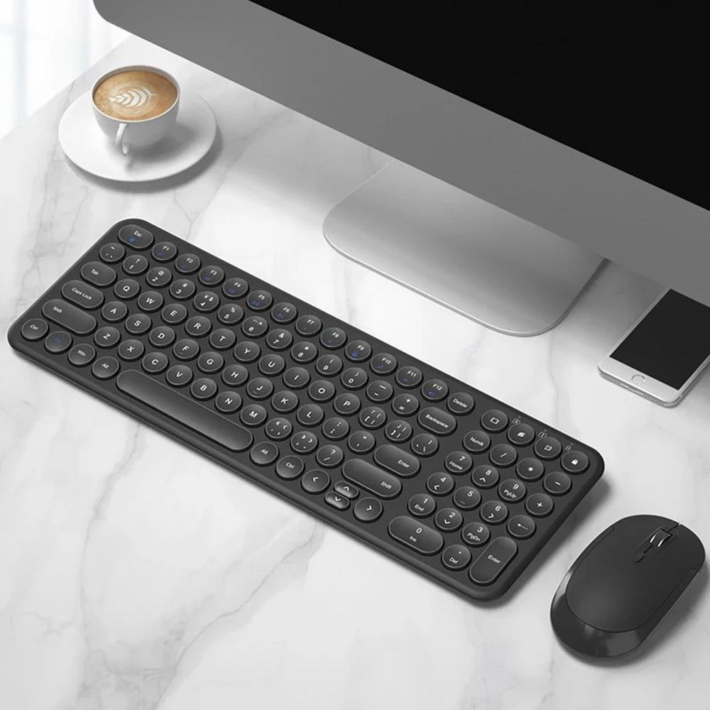Imagem -02 - Teclado e Mouse Silenciosos sem Fio para Jogos Keycap Redondo Macbook pc Gamer Computer Laptop 2.4g