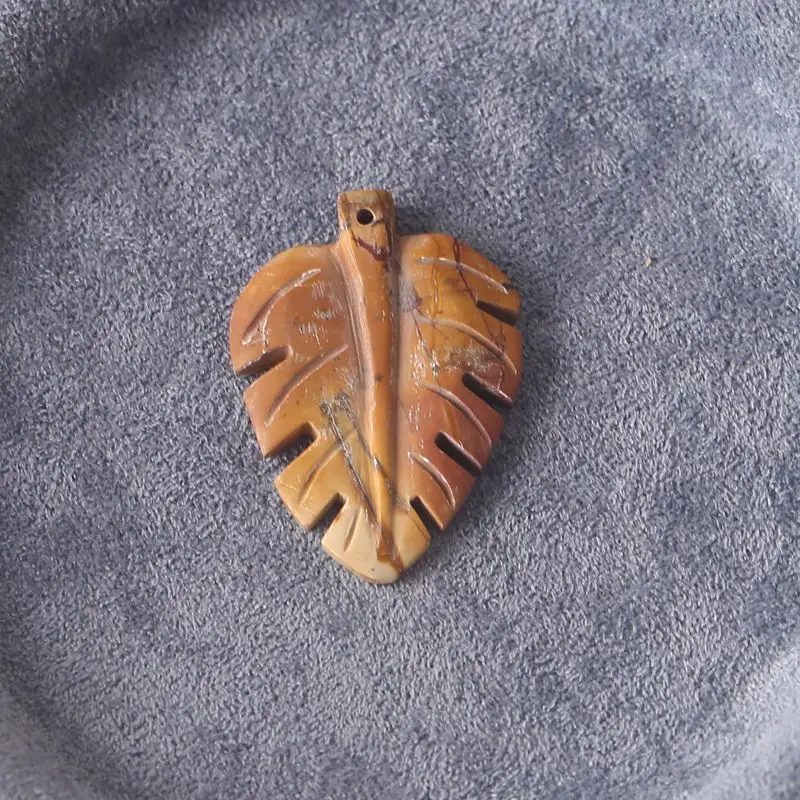 

Multi-Color Picasso Jasper Leaf Pendant: Handcrafted Natural Stone Accessory for Boho Jewelry Making 34x25x4mm-4g