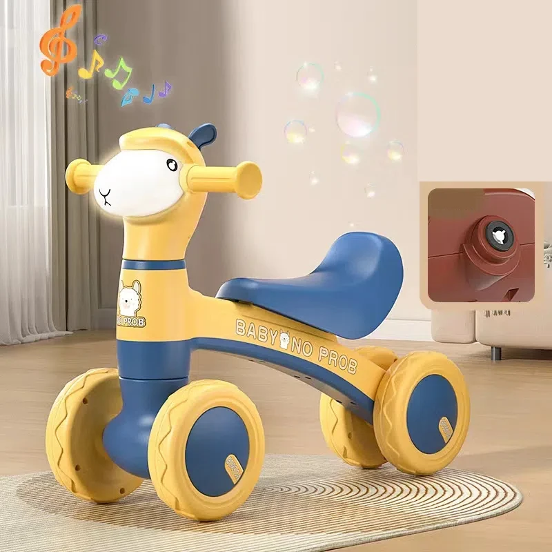 Coche deslizante de edición de lujo, Scooter de Alpaca, carrito para caminar con equilibrio de cuatro ruedas para bebés de 1 a 3 años, andador de aprendizaje para niños
