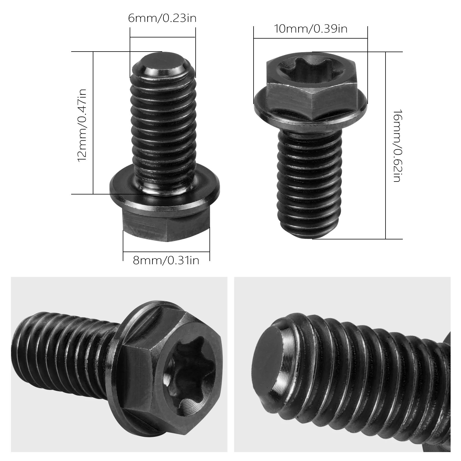 6PCS M6X13 Rear Brake Disc Pad Screws For SUR-RON Surron light bee X/ S/ L1E Segway X160 X260 Electric Dirt Bike Titanium Alloy