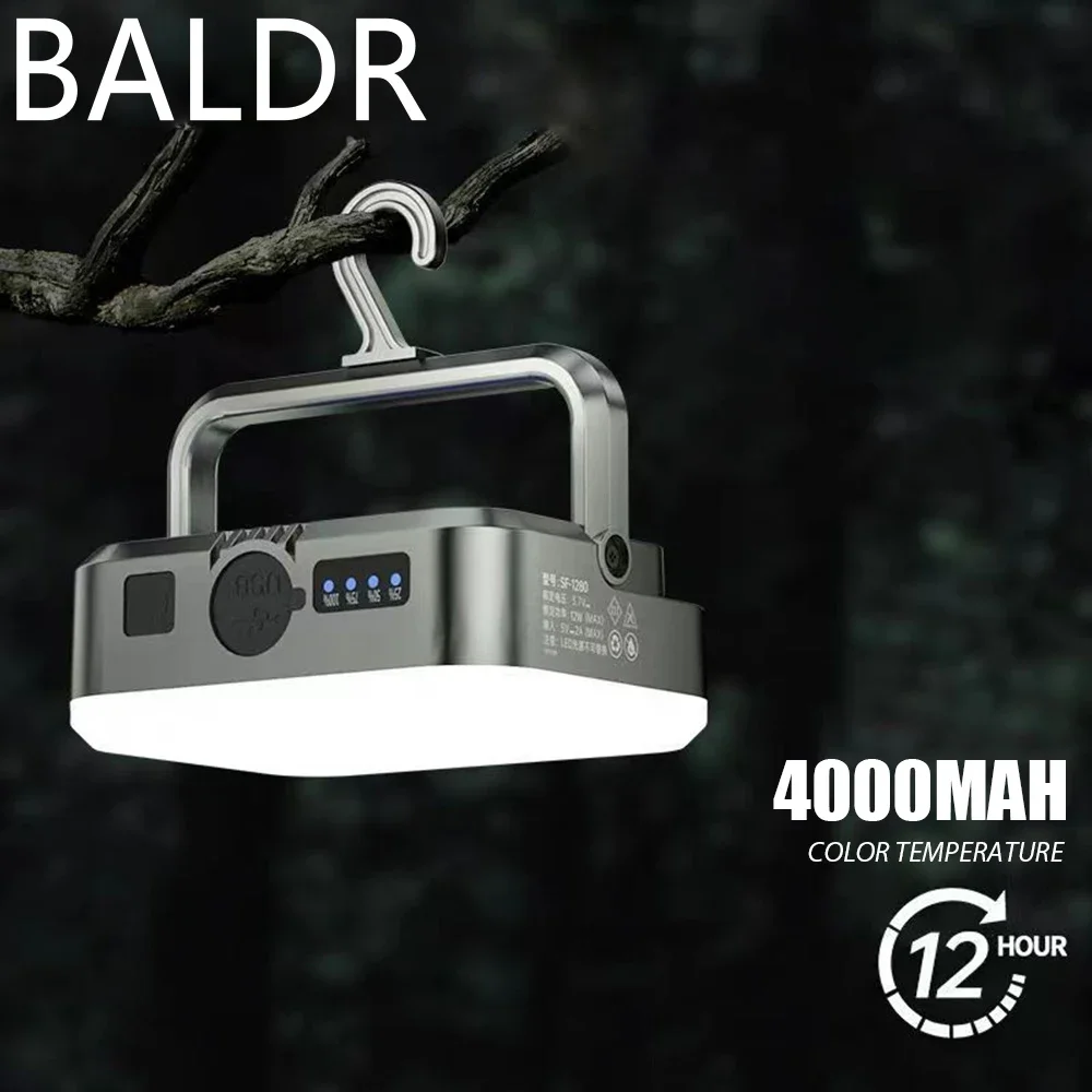 BALDR Solar Camping Lantern Waterproof IPX6 SMD USB Rechargeable Outdoor Hanging Portable Fill Light Work Maintenance Lighting