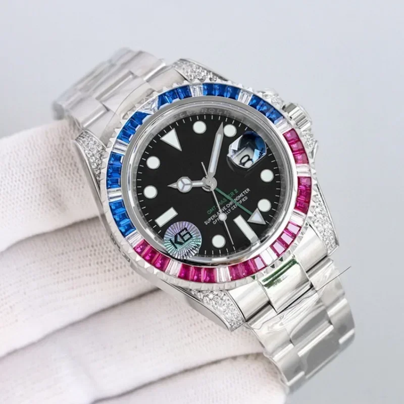 2024 most popular Rainbow Diamond Series GMT Fully Automatic Mechanical Men\'s Fashion Watch