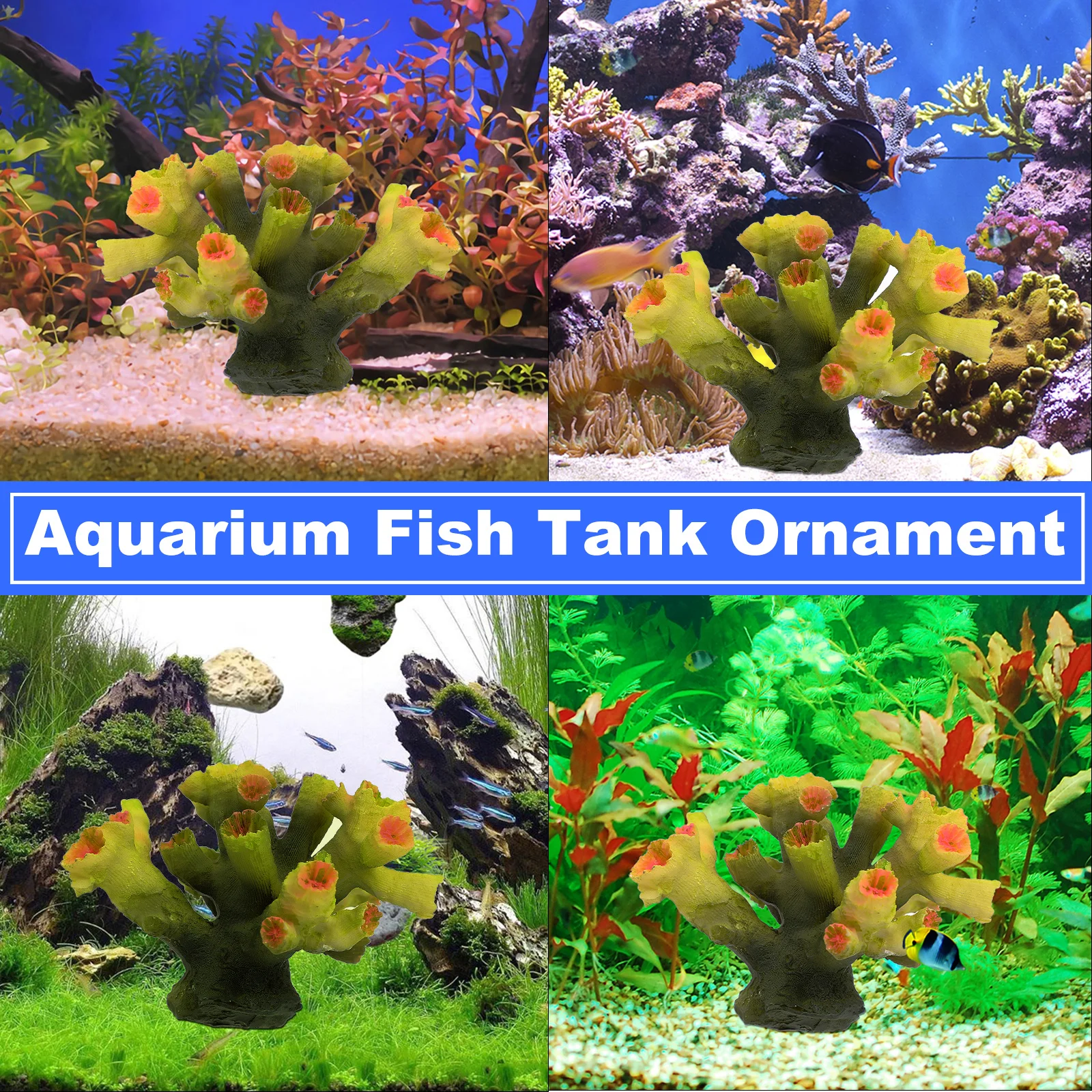 

Simulation Coral Fish Tank Decor Aquarium Landscape Resin Ornament for Natural Colorful Underwater Scenery Habitat Design