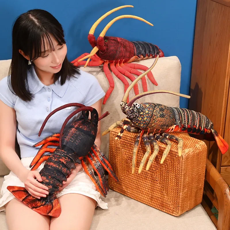 Simulation Lobster Plush Figurine Red Dark Spotted Marine Print Soft Stuffed Pillow Lovely Lobster Plushies Animal Home Decor