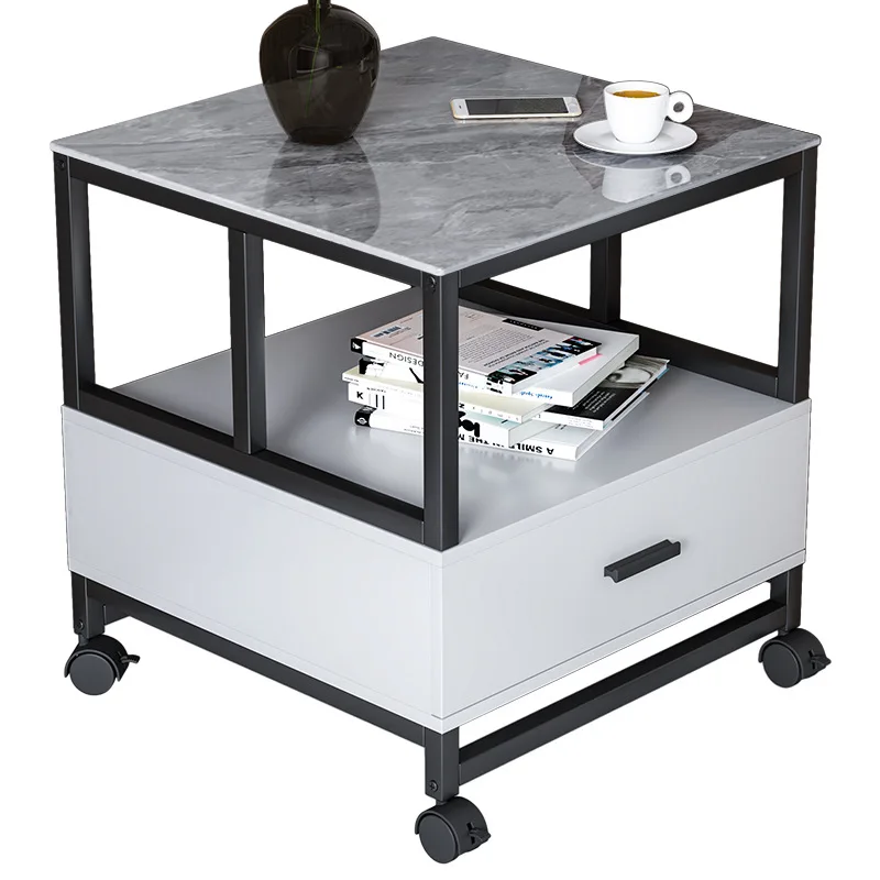 

Living room sofa rock slab side cabinet, marble removable bedside table