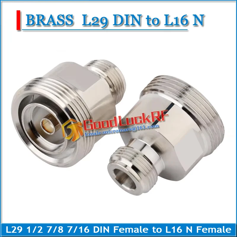 L29 1/2 7/8 7/16 DIN Female to L16 N Female Plug Cable Connector Socket Jack Straight Brass Coaxial RF Connector Adapters