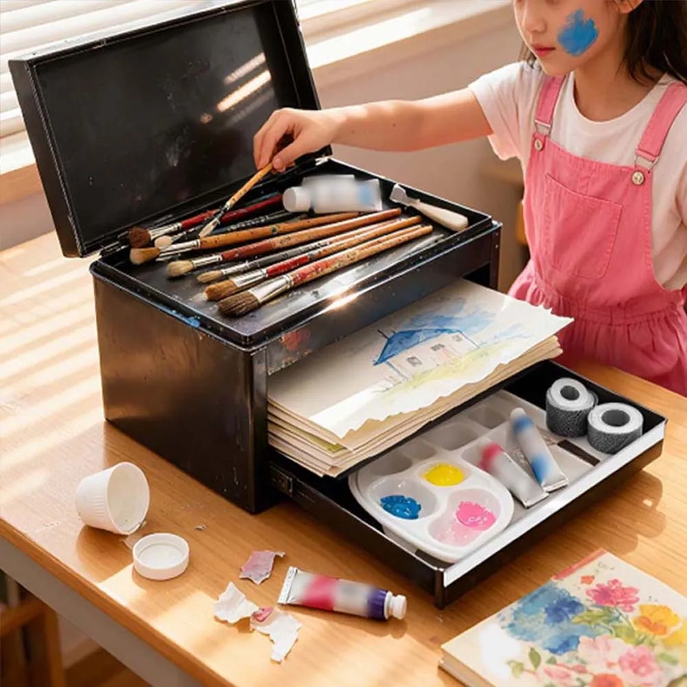 3段引き出し3層収納ボックスオーガナイザー、ツール、工芸品、化粧品、アクセサリー用ツールボックス、evaライナーとボールベアリングレール付き