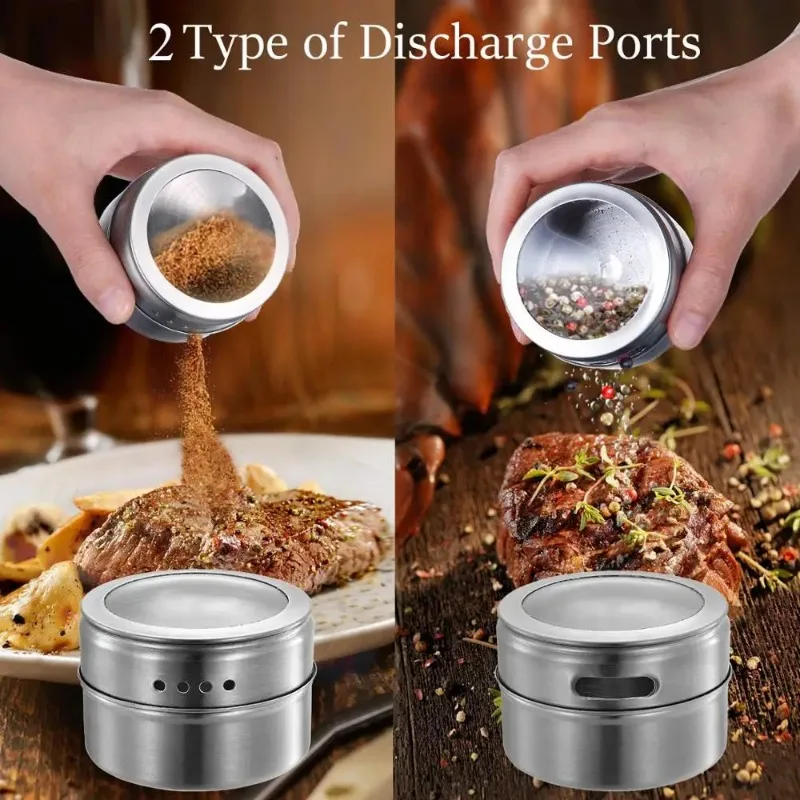 Magnetic Visual Stainless Steel Flavoring Tank with Wall Mounted Shelf Spice Seasoning Container Single Outdoor Barbecue Spice