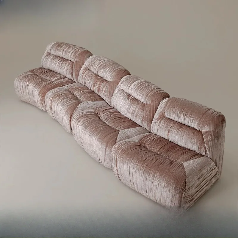 Retro French velvet fabric multi-person combination module sofa