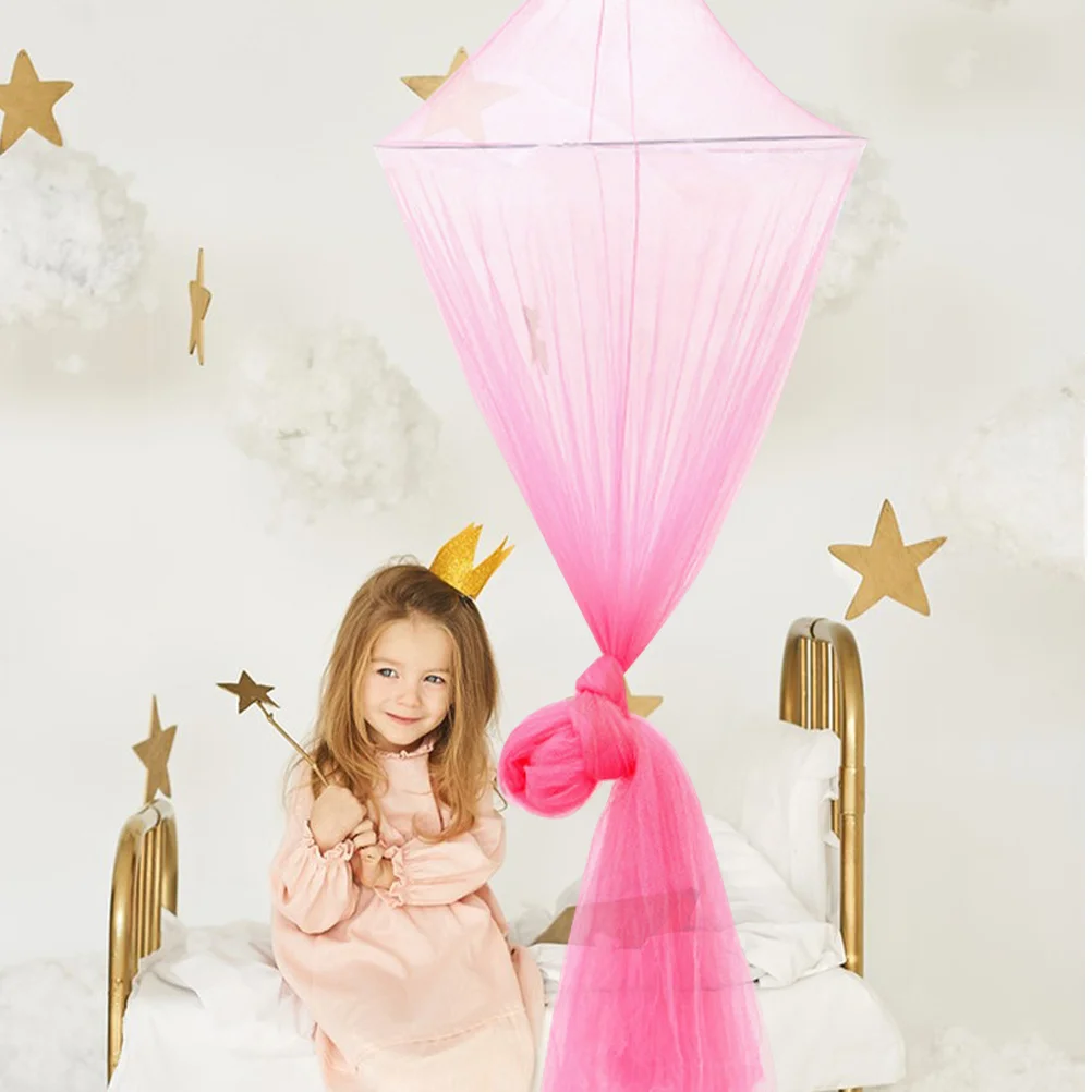 Light Pink Lace Hanging Dome Mosquito Net Bed Canopy Conical Shape for Room Single Twin Bed Breathable Protection