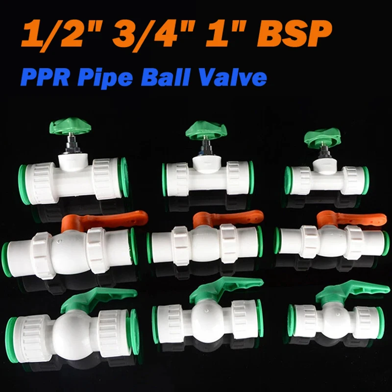 

Шаровой кран для труб PPR 1/2 дюйма, 3/4 дюйма, 1 дюйм, запорный клапан BSP, 20 мм, 25 мм, 32 мм, быстрые заглушки, аксессуары для предохранительного клапана