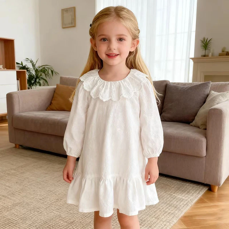 Herbst Baby Mädchen Kleid Europäischen Amerikanischen Stil Kleidung Kinder Prinzessin Kleider Frühling Lange Ärmeln Baumwolle 2-6Yrs Mädchen Party Kleid