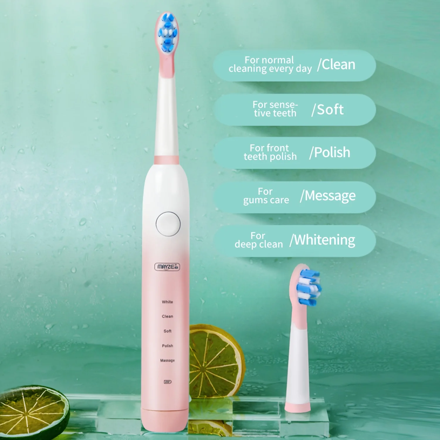 5-Speed Rechargeable  Toothbrush, 3 Brush Heads & USB Rechargeable Tooth Brush,  Tooth For Men And Women Gift