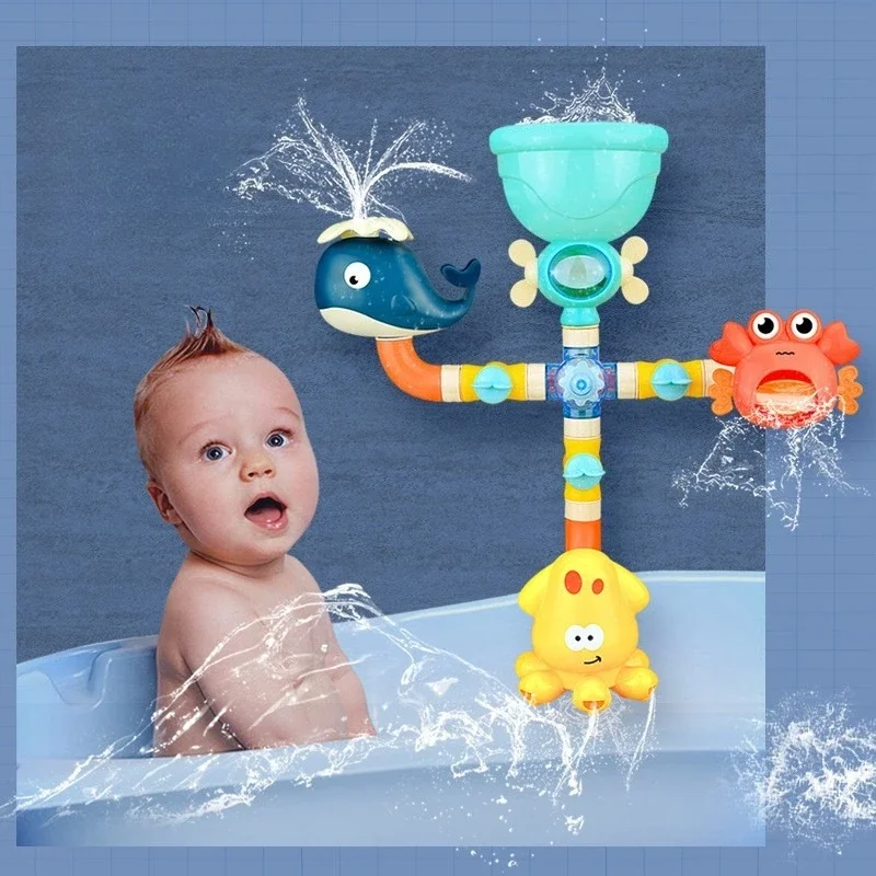 

Montessori New DIY Children Bath Toys Water Spray Rotating Water Jet Game Bathtub For 1 To 4 Year Old Children Kids Gift