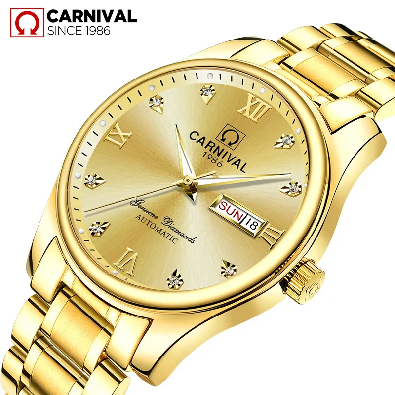 

Montre Homme CARNIVAL Man Mechanical Watch Brand Luxury Gold Dress Automatic Wrist Watches Waterproof Clock for Men Reloj Hombre