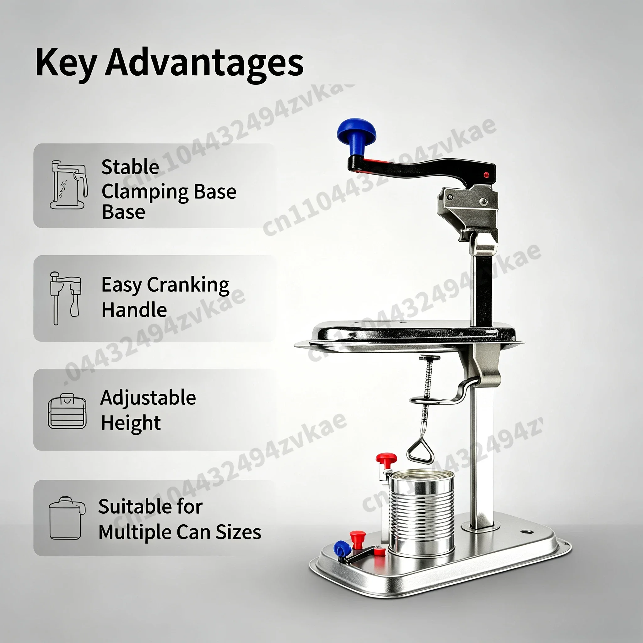 Heavy Duty Tabletop Stainless Steel Can Opener, Commercial Desktop Manual Tin Opener for Hotel, Restaurant, Ship Canteen