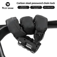 WEST BIKING Bicycle Chain Lock Carbon Steel 4 Digit Password Lock Outdoor Anti-Theft Scooter Bike Chain Lock Bike Accessories