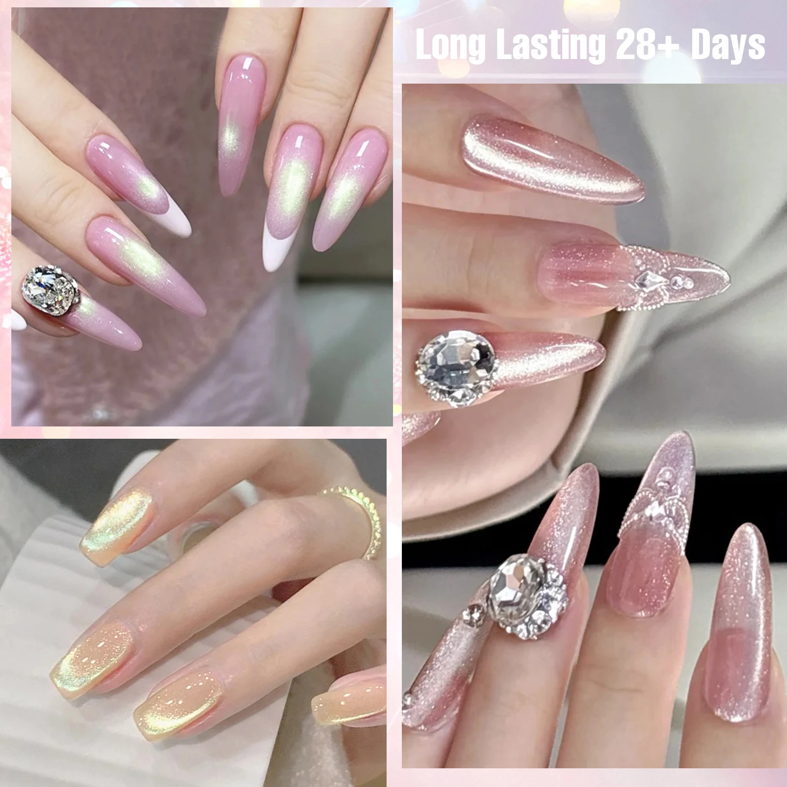 9 TEILE/SATZ Rosa Glitter Katze Magnetische Gel Nagellack Set Gelee Varnis Semi Permanent UV LED Gel Nail art Maniküre Kit mit Magnet