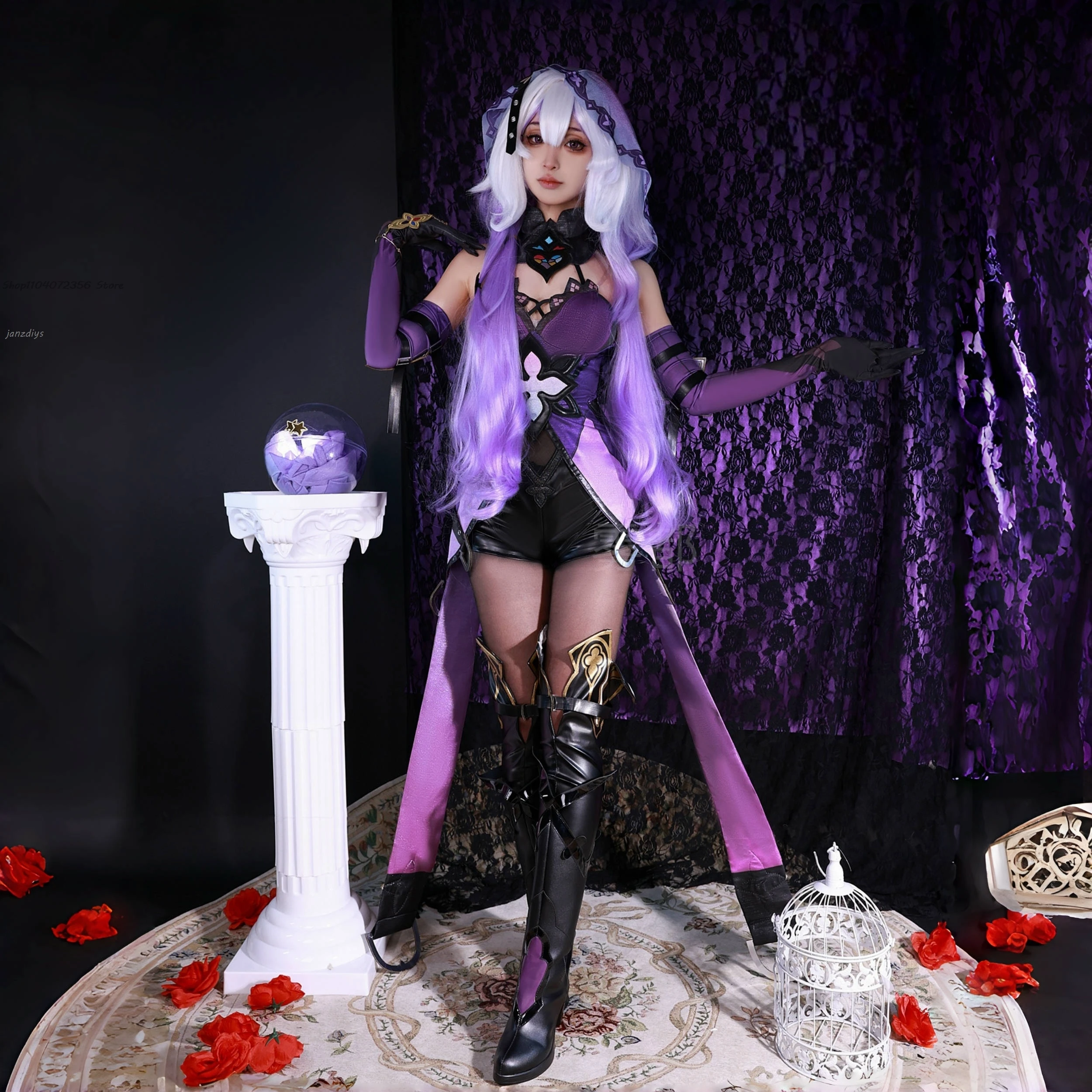 Black Swan Cosplay Costume Honkai Star Rail Чёрный Лебедь  Full Set Wig Halloween Cisne Negro Fortune Teller Seer