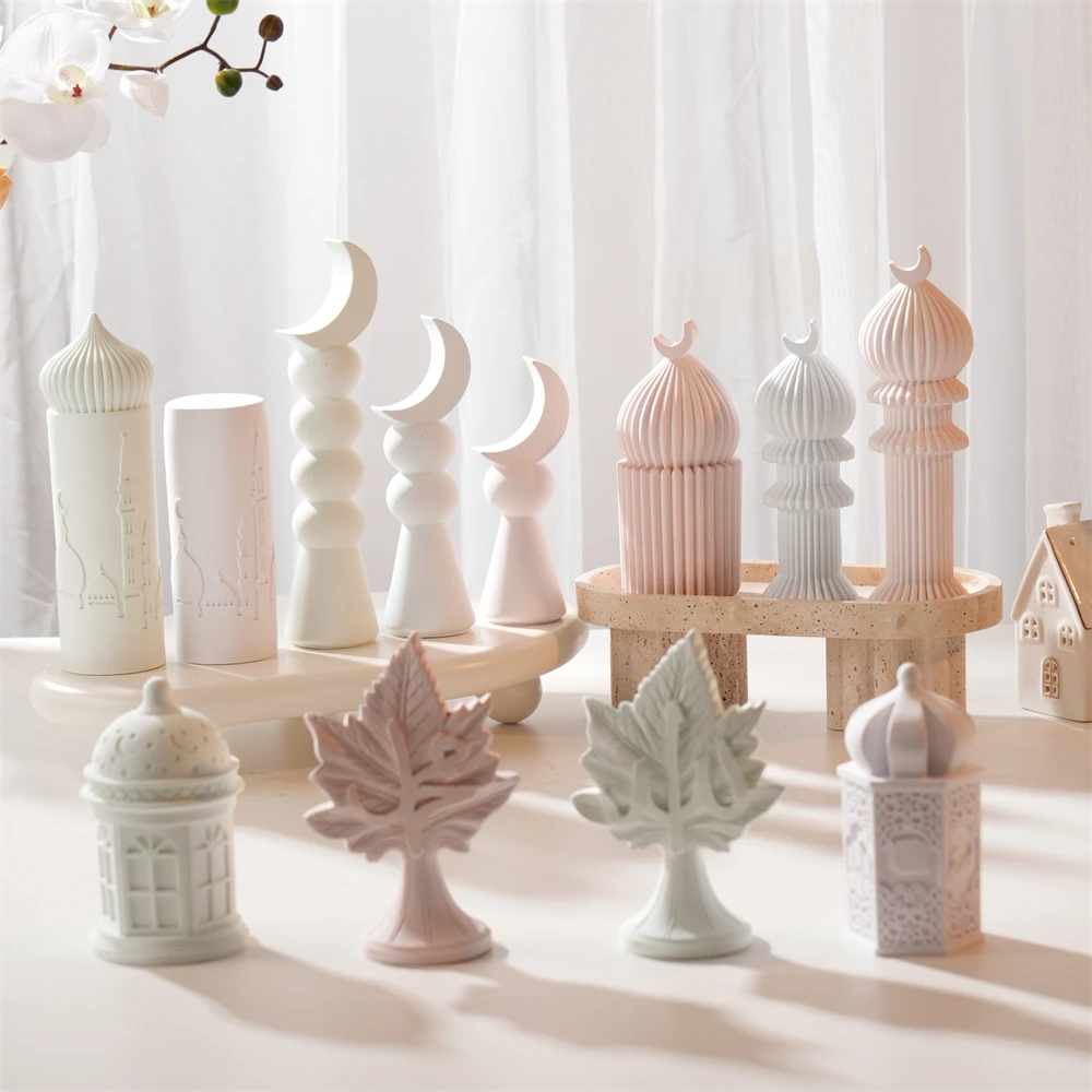 

Islamic Ramadan Decor Silicone Candle Mold Muslim Pillar Silicone Mold For Eid Mubarak Ramadan Lamp Decor