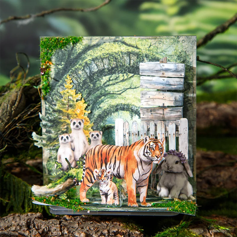 

100 Sheets/pack Collage Material Pack Jungle Adventure Series Forest Animals DIY European Vintage Background