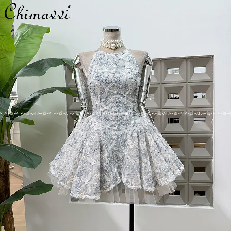 

Birthday Party Princess Puffy Irregular Dress 2026 Spring Summer New Fashion Sleeveless Waist-cinching Elegant Women's Dress